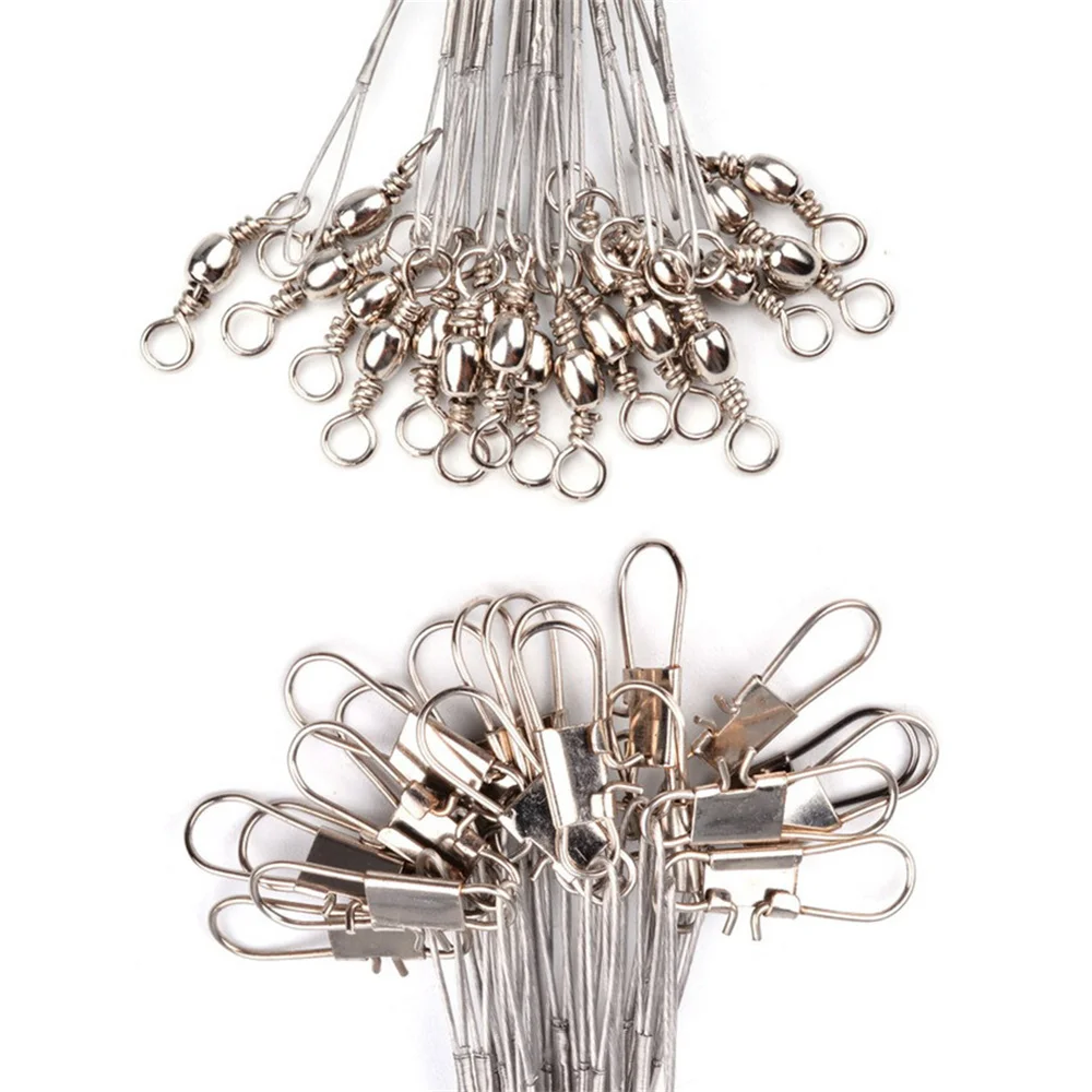 20 шт./компл. рыболовная леска из нержавеющей стали с поводком и вертлюгом 15 30