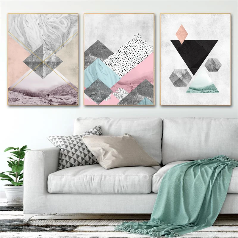 

Nordic Geometric Art Pattern Stitching Canvas Print Stone Pattern Geometric Wall Art Decoration Canvas Posters Prints Home Decor