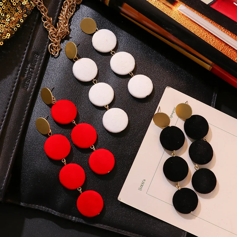 Зимние новые бархатные длинные серьги для женщин красные черные белые