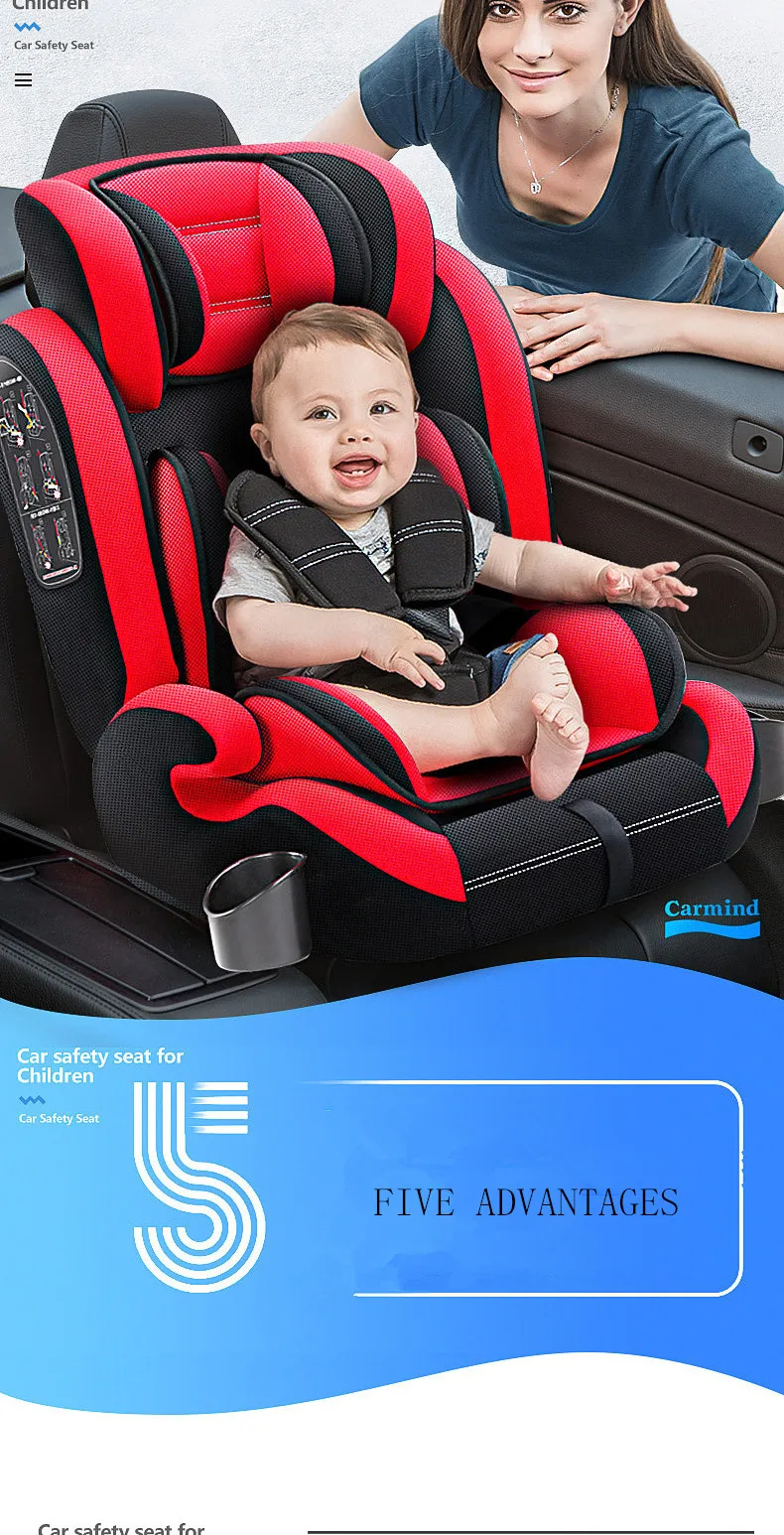 Горячая Carmind детское автокресло безопасности для 9 M-12 лет с Мягкий соединитель ISOFIX и защелкой вперед-лицом универсальные автокресла