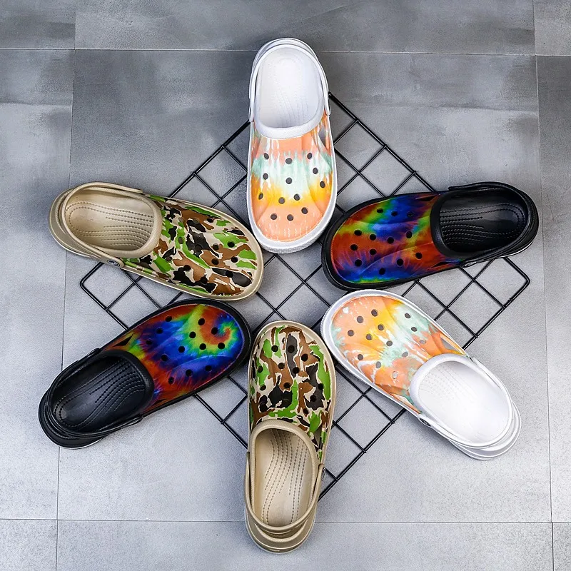 

YWYGM Newbeads Crocks e Sandals Hole Shoes Beach Sandals Home Slippers Garden Shoes Camouflage Summer Men and Women