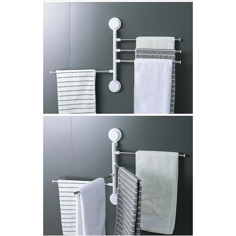 

3 Shots Durable Multifunctional Wall Mounted Suction Cup 180 degree Rotating Towel Rack Towel Racks 31X30cm