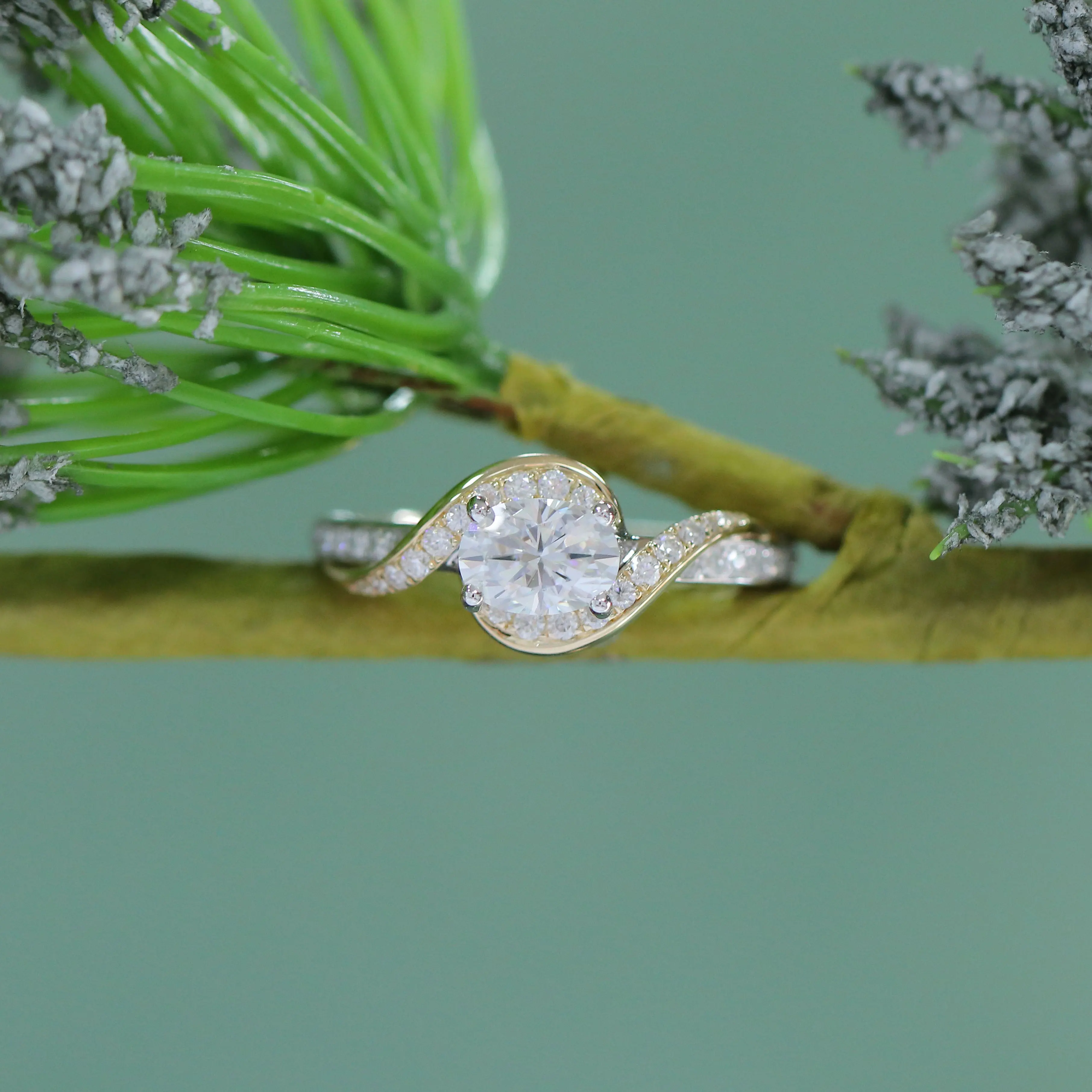 DovEggs 14K белое и желтое золото центр 1CT 5*7 мм DEF/GH цвет овальное обручальное кольцо с акцентами Подарок на годовщину