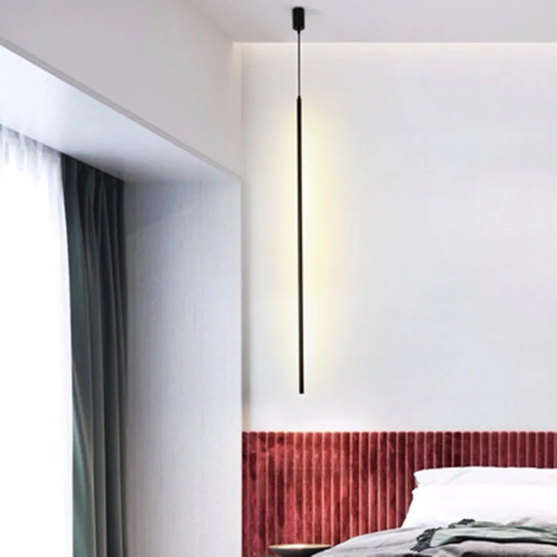 Kişilik çoğaltma İtalya Minimalist ince duvar lambaları oturma odası kanepe köşe yatak odası başucu Net kırmızı silindirik çizgi avize