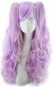 Длинные смешанные цвета волнистые плетеные 2 хвостика синтетические аниме