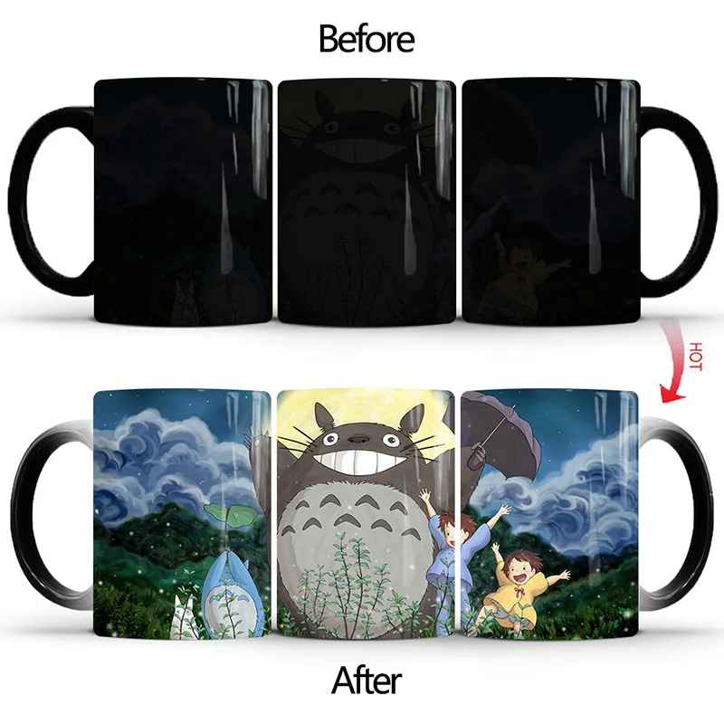 

New 350mL My Neighbor Totoro Coffee Magic Mugs Creative Cartoon Animal Milk Tea Juice Water Color Changing Cup Gifts for Friends