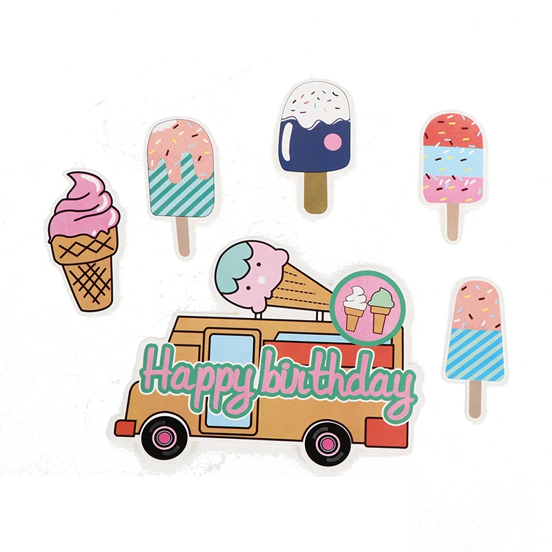 

1Set DIY Baking Ice Cream Car Plug-in Flag Summer Style Birthday Cake Decoration