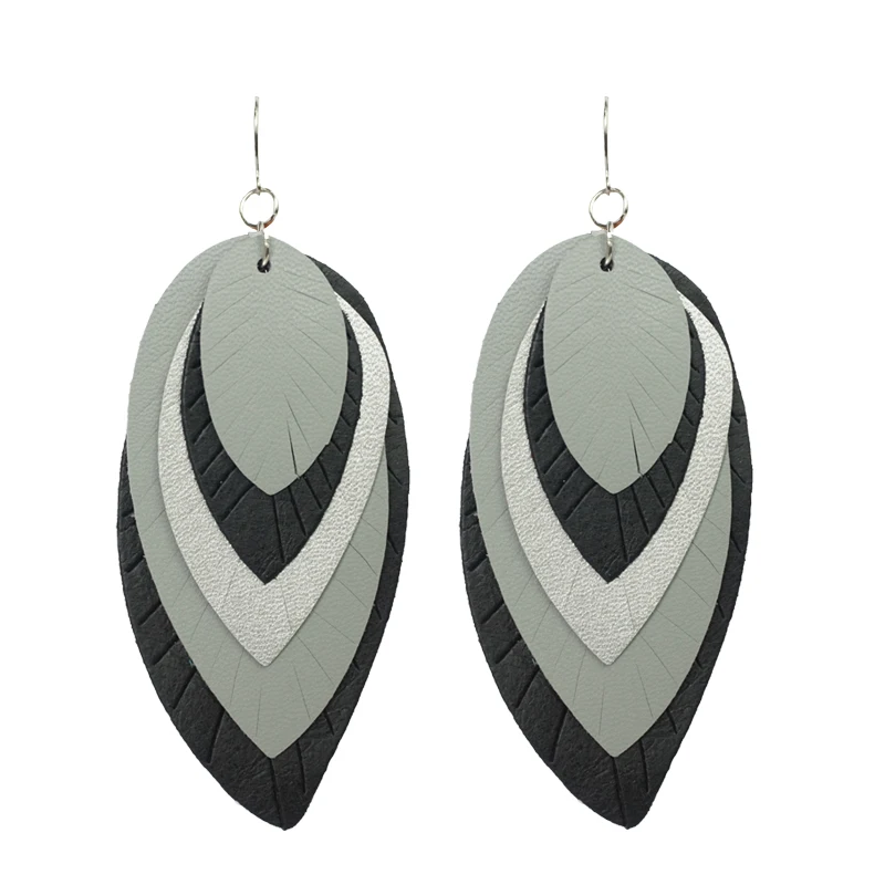 Женские серьги M & G большие 5 слойные модные из искусственной кожи украшения