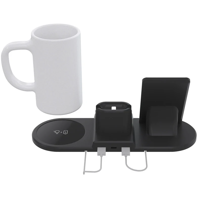 QI Беспроводное зарядное устройство для iPhone samsung Apple Watch Airpods двойная мобильная зарядка термостатическая 55 °C умная кофейная подставка для чашки кружки