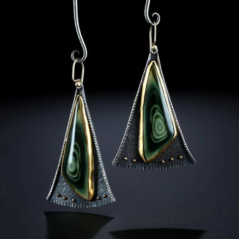 D386 earrings Винтажные индийские племенные зеленые серьги-подвески из смолы богемные большие длинные полые Висячие серьги для женщин ювелирные изделия в стиле хиппи O5E680 - Окраска металла: D386 earrings