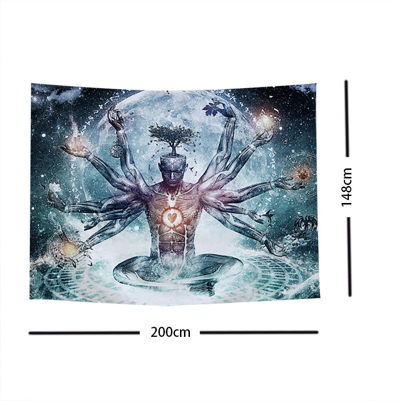 Yoga Carpet Buddha Statue Tapestry Wall Hanging Cloth Chakra Tapestries Psychedelic Home Decoration beach towel | Дом и сад