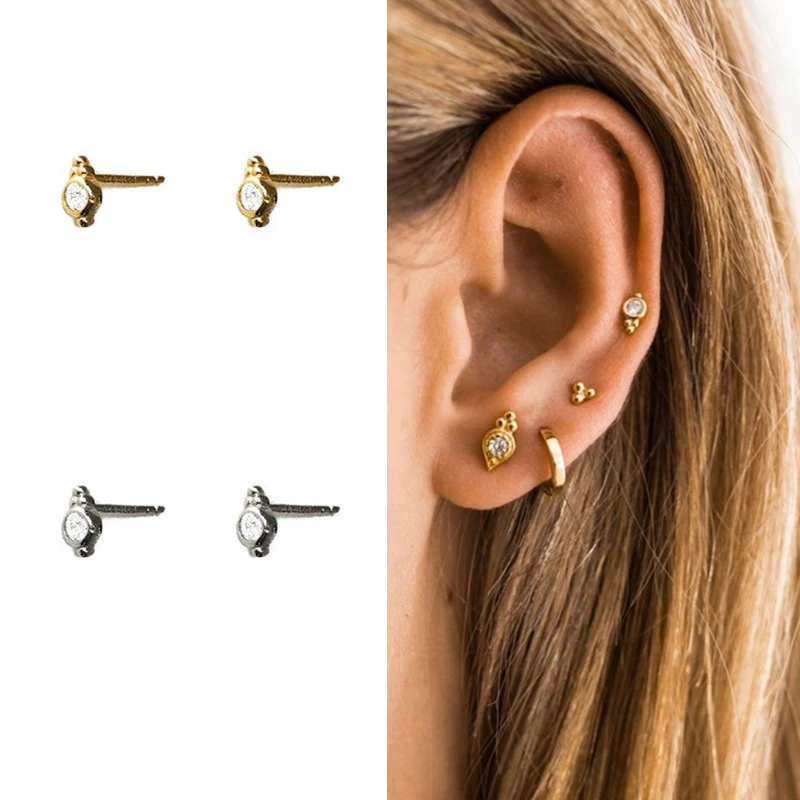 Минималистичные милые серьги гвоздики с крошечным сердцем Настоящее серебро 925