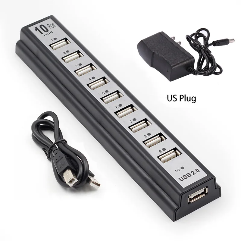 Usb 2 0 10 портов разделители высокоскоростной КОНЦЕНТРАТОР 480 Мбит/с с адаптером