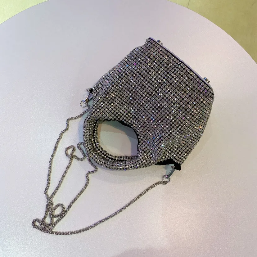 

New women soft clutch rhinestones ladies handbags diamonds wedding party Shoulder Messenger evening bags with snake chain purse
