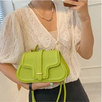 2021 new solid color pu leather flap bags for women sample shoulder handbags female fashion crossbody bag purses