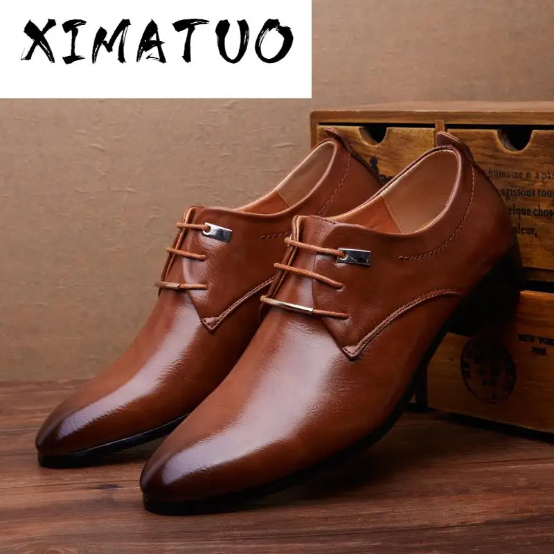 Мужские кожаные туфли деловые модельные на плоской подошве в классическом стиле