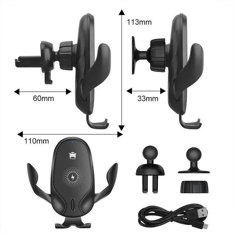 10 Вт Qi Беспроводное Автомобильное зарядное устройство гравитационный зажим для