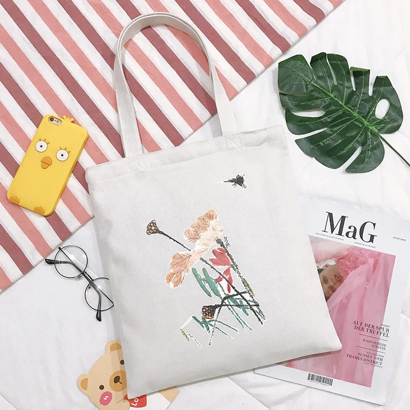 

Fashion Printing Shopping Bag Large Capacity Handbag Art Casual Women's Canvas Shoulder Bag Simple Beach Tote Handbag