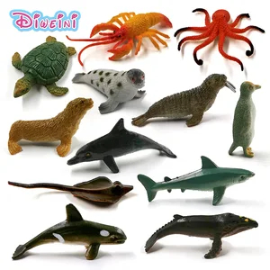 Осьминог Лобстер морской лев Морской Котик морской рус КИТ Акула Дельфин дьявол рыба черепаха Пингвин модель животного фигурки образовательные игрушки