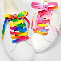 1pair colorful laces rainbow gradient print flat canvas shoe lace shoes casual chromatic colour shoelaces 80cm100cm120cm bc 1