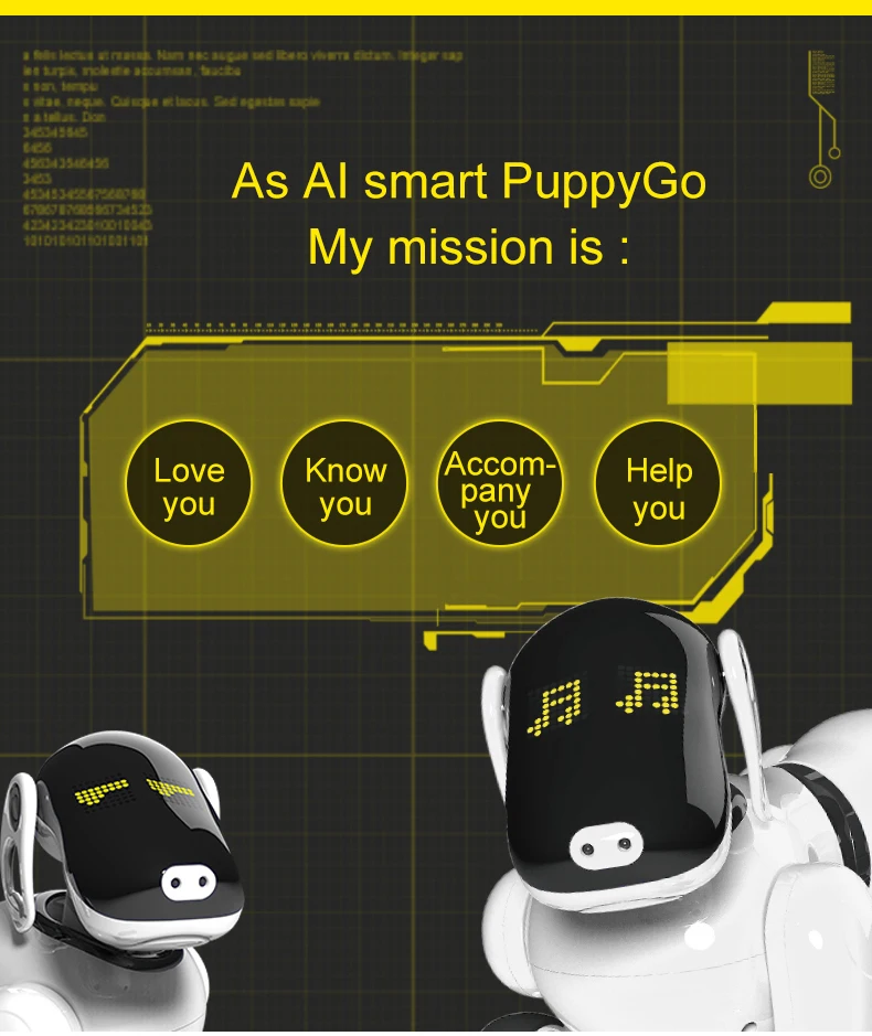 Игрушка собака 1803 управляемый голосом и приложением робот AI собака Bluetooth соединение Сенсорное движение умный электронный AI собака игрушка для детей