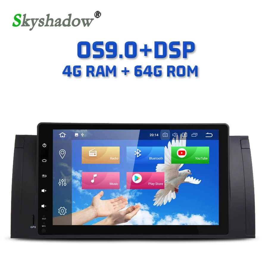 Автомобильный DVD плеер IPS DSP Android 9 0 8 ядер 4 Гб + 64 ГБ RDS радио Wi Fi Bluetooth 2 GPS карта для BMW