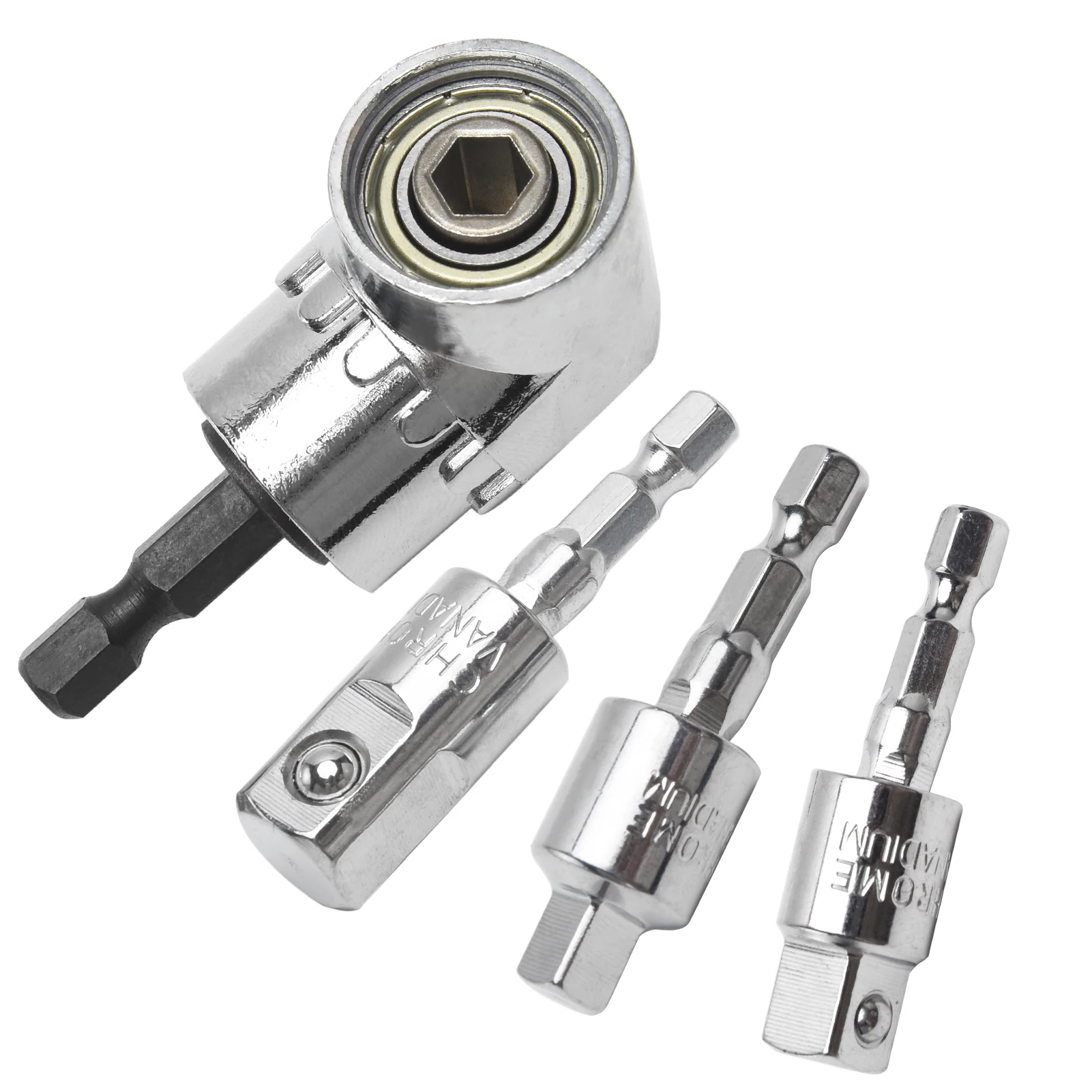 

4pcs Easy Install Power Tool Parts Screwdriver Drill Socket Adapter Set Universal 360 Rotatable Hex Shank Wrench Ratchet CRV