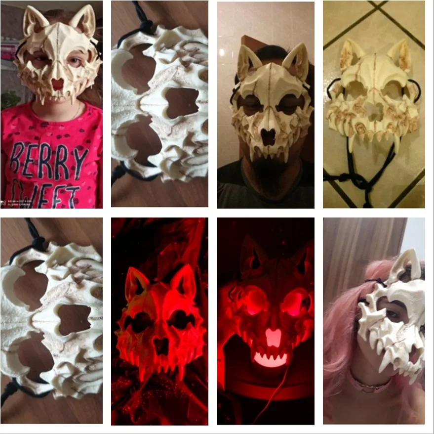 Маска вечерние с длинными зубьями демон Самурай белый женский дракон Якса тигр