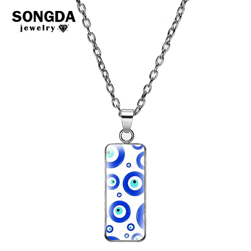 

Rectangular Necklace Fashion Turkey Evil Eyes Glass Lady Accessories Neck Jewelry Girls Women Teens Fans Lucky Pendant NeckGifts