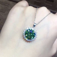 solitaire 4ct green moissanite diamond pendant real 925 sterling silver charm party wedding pendants necklace for women jewelry