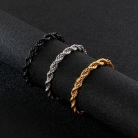 6mm twist chain hip hop stainless steel bracelet men jewelry wholesale brand gold bracelet jewelry gift