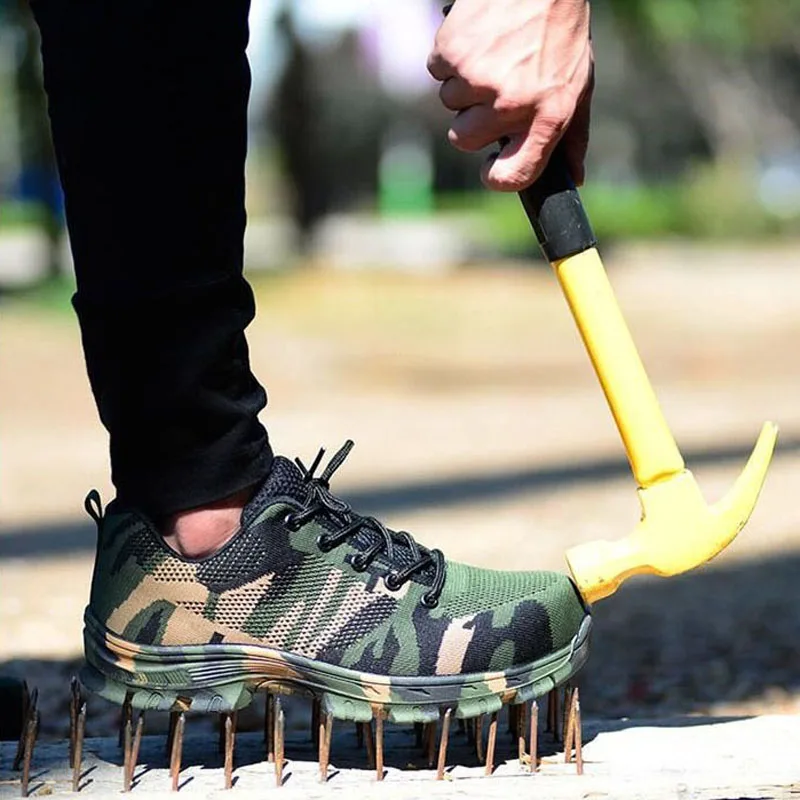 

Men's Steel Toe Cap Work Safety Shoes Camouflage Men Boots Protective Anti-slip Steel Puncture Proof Construction Safety Boots