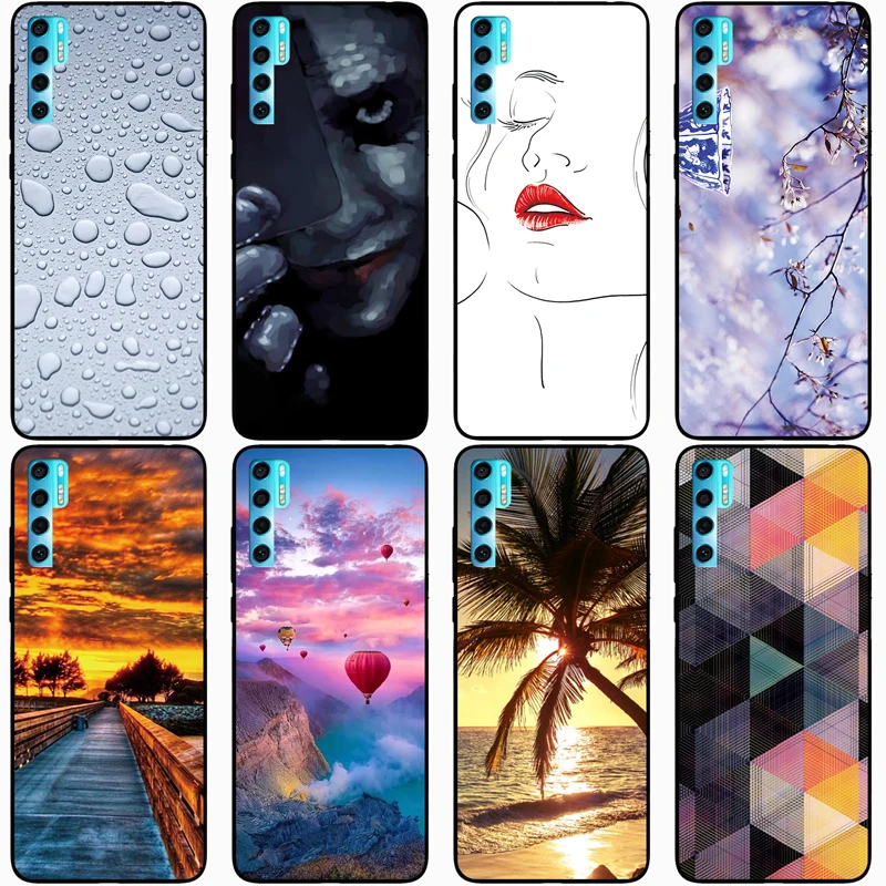 Для TCL 20 PRO Чехол Роза волк милые узорную обложку Мягкий силиконовый чехол для