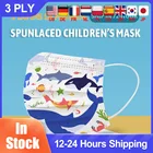 Одноразовые медицинские хирургические маски, защитная маска для рта и лица, 3-слойная дышащая детская маска для лица с фильтром и ушной петлей, детская маска с героями мультфильмов