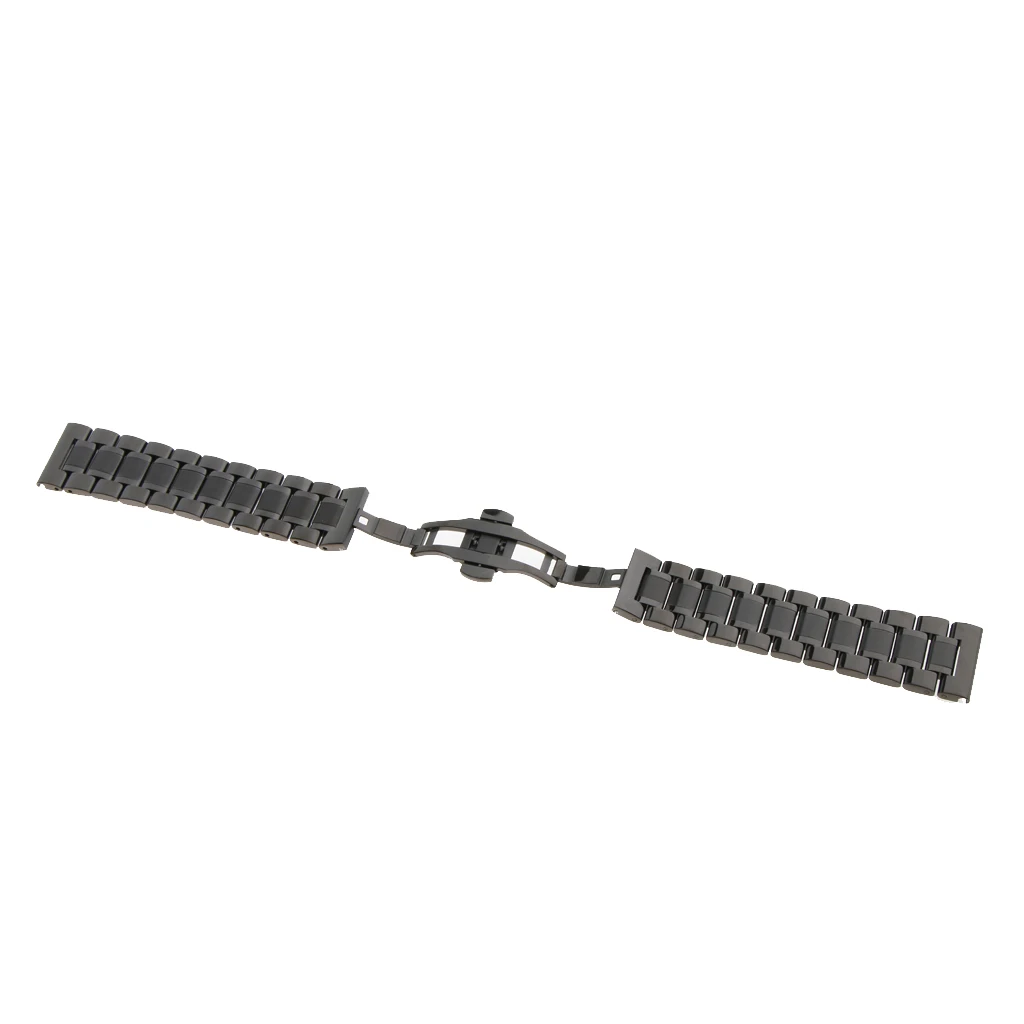 

22mm Stainless Steel Wristatch Band Strap Watchband Replacement Black Unisex