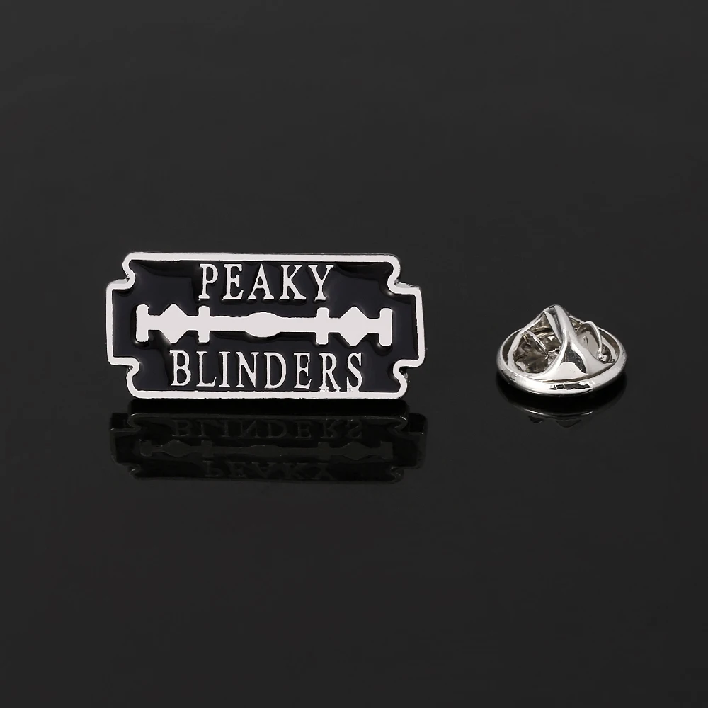 Остроконечные Blinders лезвие бритвы брошь эмаль Шпильки Пряжка Черный цвет Бритва