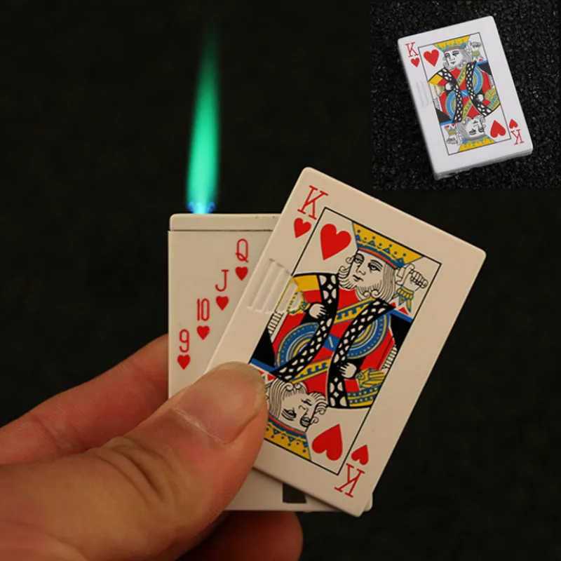 

Creative Jet Torch Cool Turbo Lighter Counterfeit Light Playing Cards Butane Windproof Metal Cute Lighters