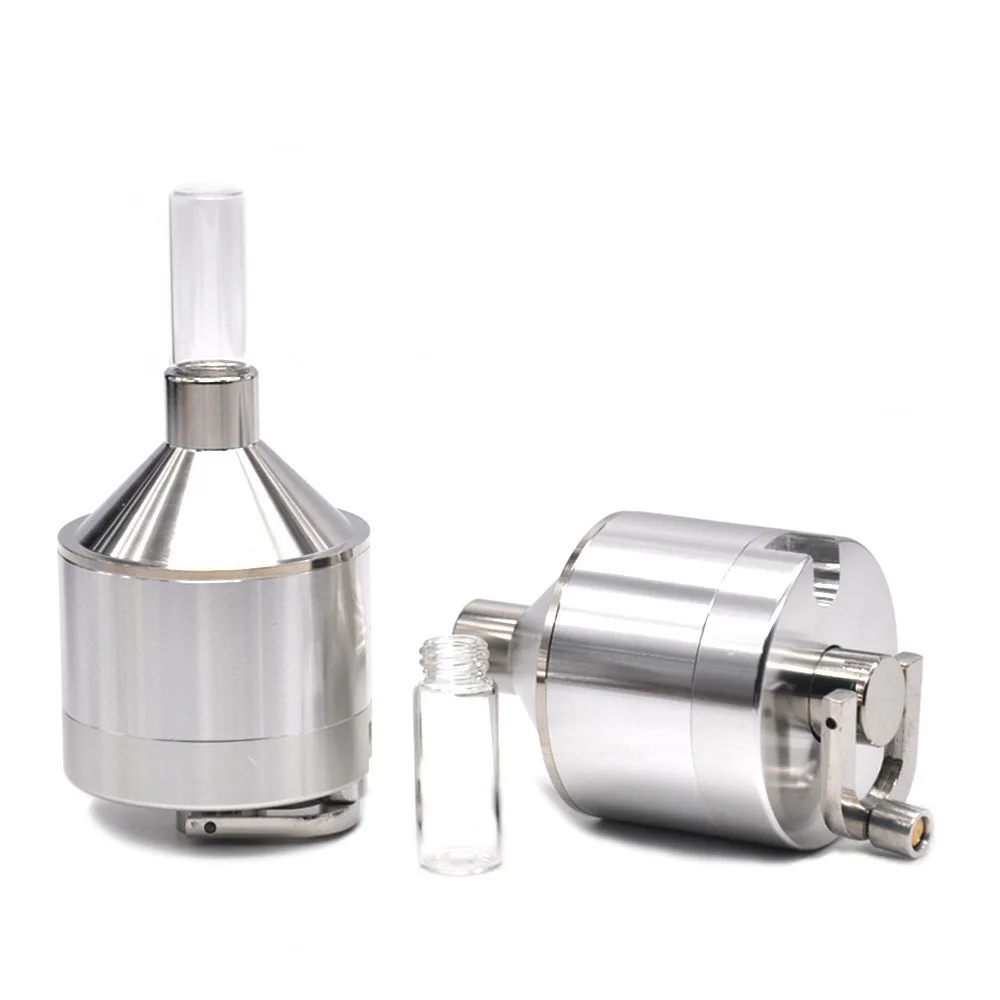

Aluminum alloy 4 Parts Dia.44mm/56mm Aluminum Metal Powder Spice hand Mill Grinder Crusher with Snuff Snorter Bottle