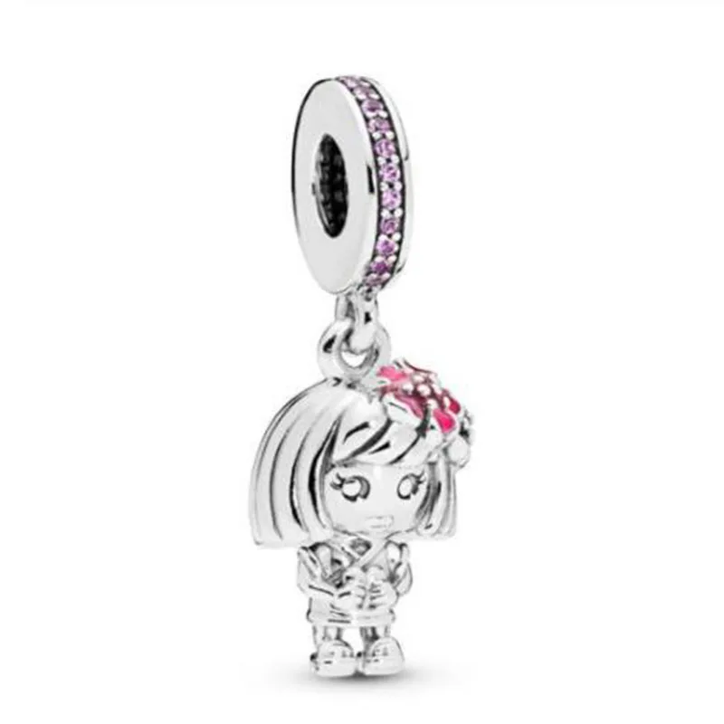 

100% 925 Sterling Silver Charm Creative Doll Pendant Fit Pandora Women Bracelet & Necklace Diy Jewelry