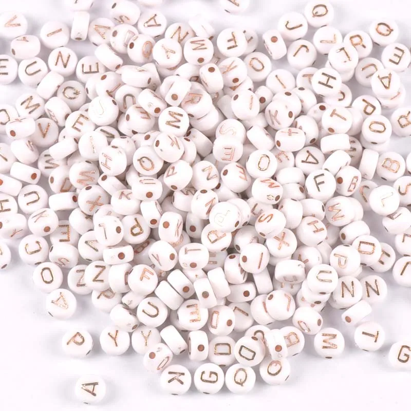 Акриловый Алфавит YKL0808 с белыми и розовыми золотами/круглые бусины буквами для
