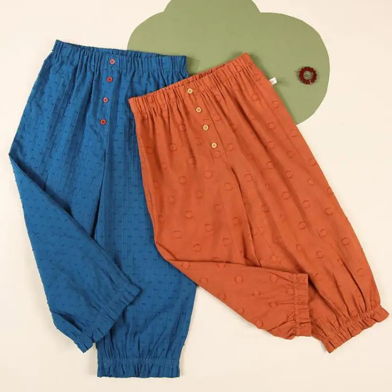 

Summer Thin Ankle-length Pants Girls Casual Mid Elastic Waist Trousers Children Outdoor Play Activetion Pants 2-12 Years