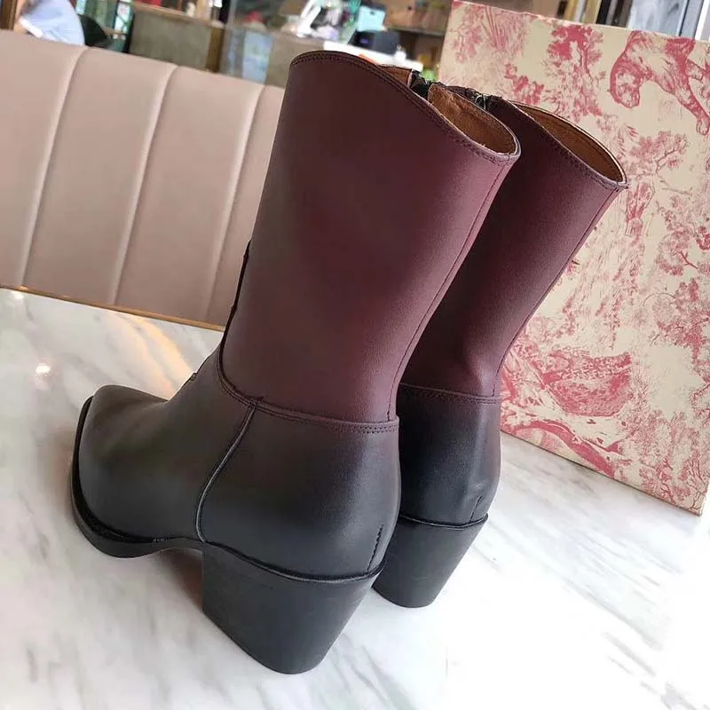 2020 New Design Ankle Boots Women Pointed Toe Star Black Red Real Leather High Heel Ladies Fashion Martin | Обувь