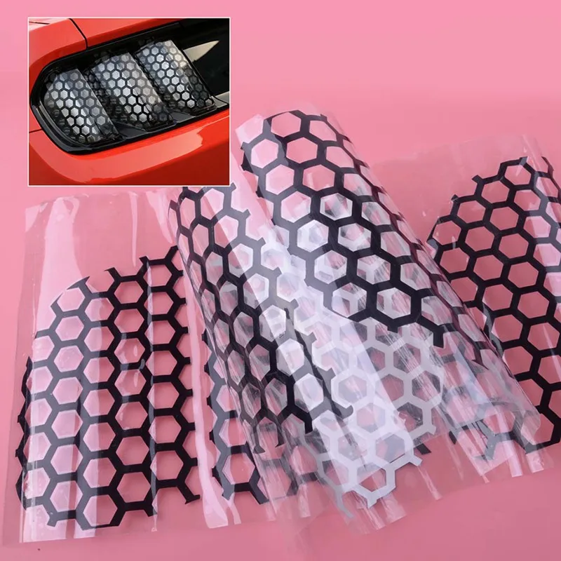 

6Pcs/Lot Car Rear Light Sticker PVC Honeycomb Taillight Tail Lamp Cover Style Decoration Decals For Ford Mustang 2015-2017 Parts