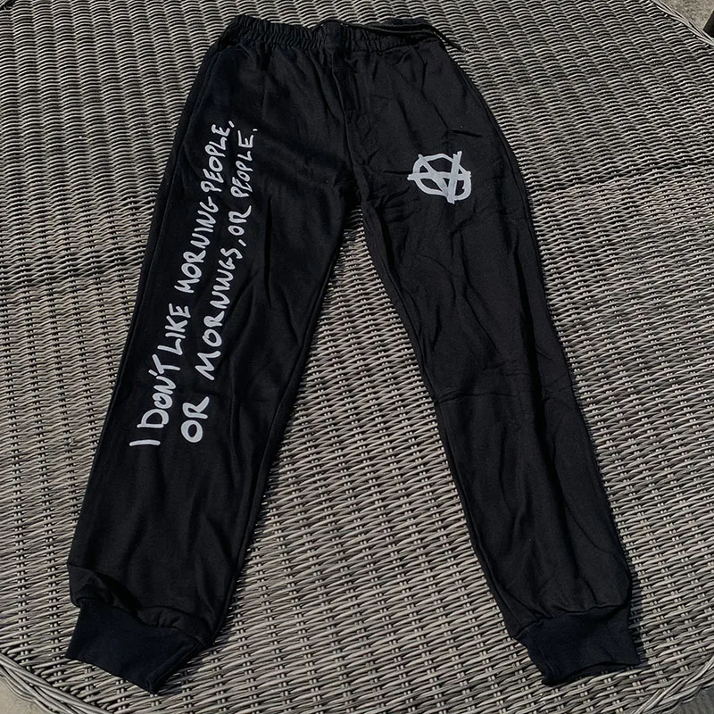 

2020ss Anarchy Logo Printed Vetements Sweatpants Men Women Couples Hiphop "I Don't Like Moring People" Track Pants Men