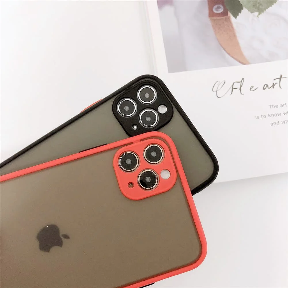 

Camera Protection Phone Bumper Cases For iPhone 11 11 Pro Max XR XS Max X 8 7 6 6S Plus Matte Translucent Shockproof Back Cover