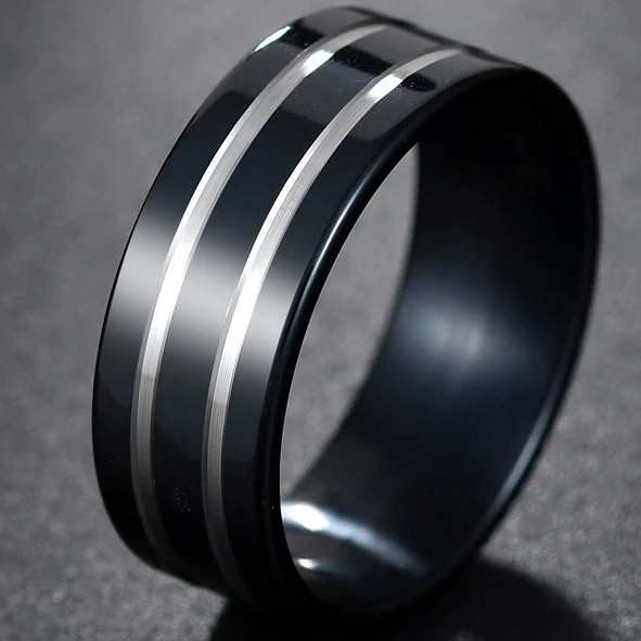 8MM DoubleLine MeMolissa мужское кольцо пожарного из нержавеющей стали, тонкое кольцо с голубой линией, высокое качество, кольца с красной линией, Прямая поставка - Цвет основного камня: 8MM DoubleLine