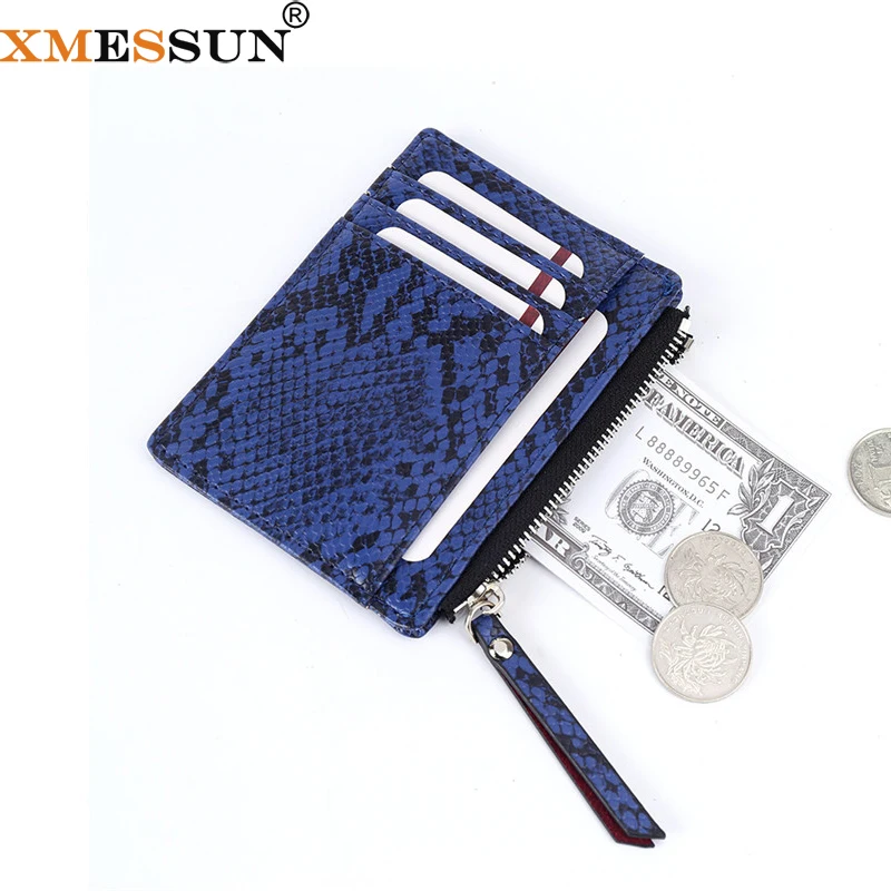 

XMESSUN New ID Card Holder Credit Card Case Fashion Design Genuine Leather Snake Card Pack Bag Cowhide Skin Slim Wallet K304