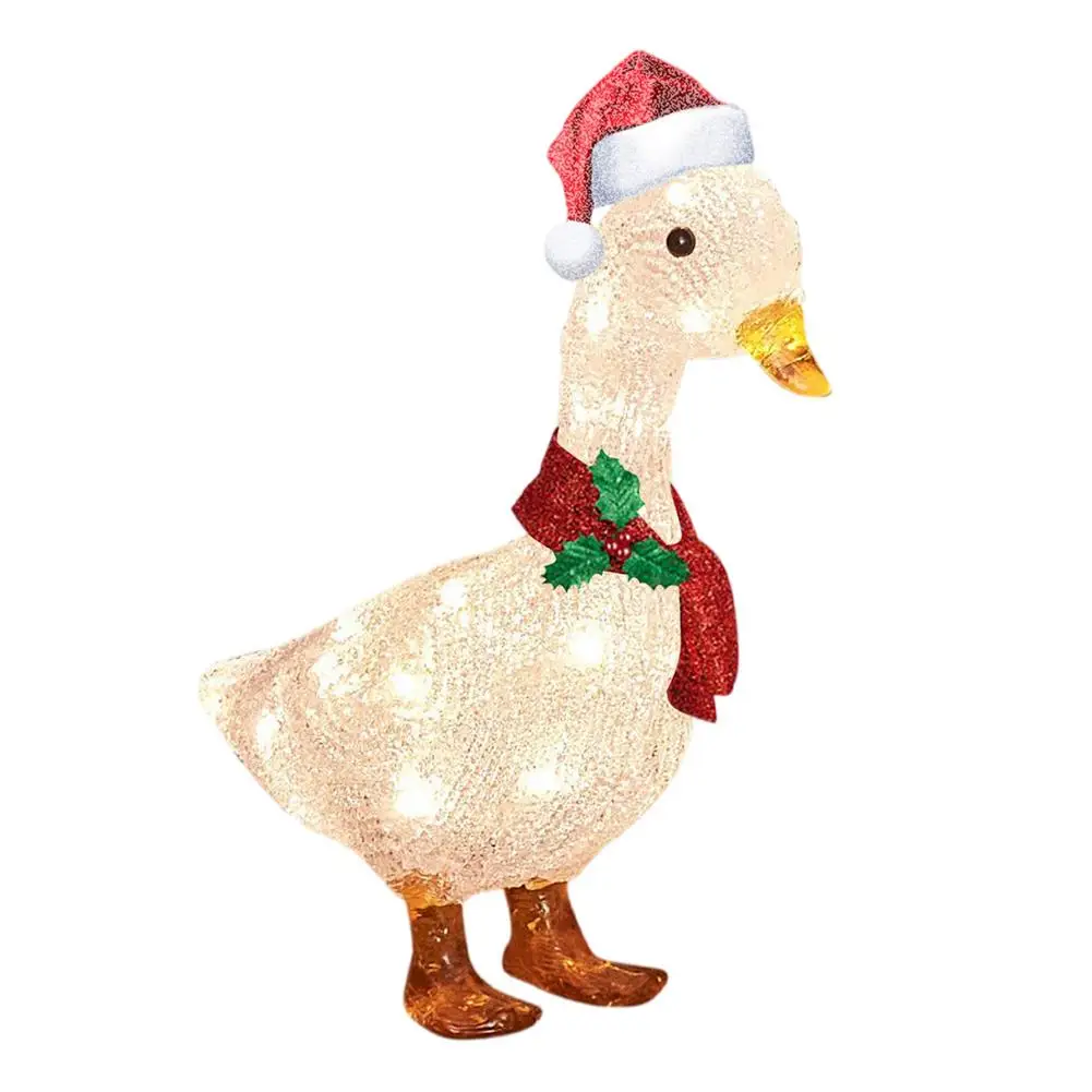 

Светящаяся утка с шарфом, праздничное украшение, резиновая утка, рождественские украшения, утка, животные, садовые домики для земли, газона, ...