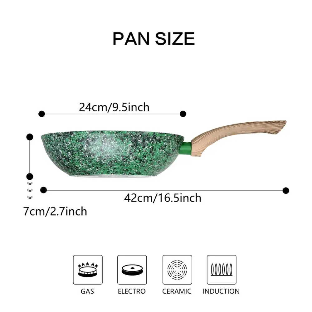 Fissman Wok Pan 3 слоя 2 стороны антипригарное Мраморное покрытие кованый алюминий для