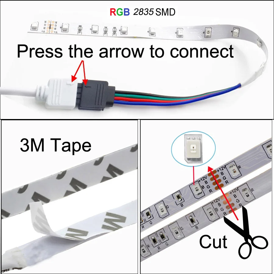BEKCMTH RGB Светодиодная лента светильник SMD2835 5050 5 м 10 м Водонепроницаемая RGB лента DC12V Светодиодная лента s лампа с ИК-пультом дистанционного управления